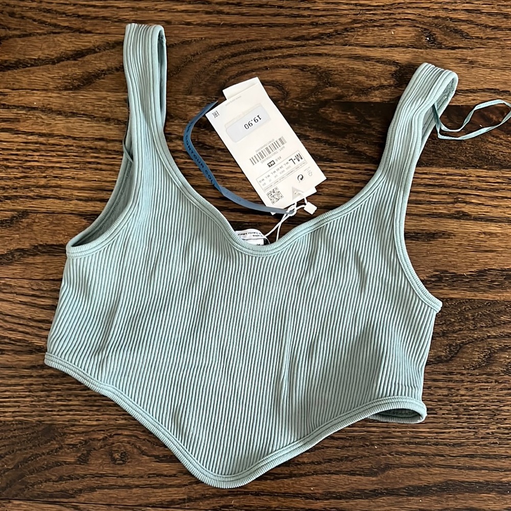 NWT - Zara Seamless Corset Top (blue/grey) - Size M/L